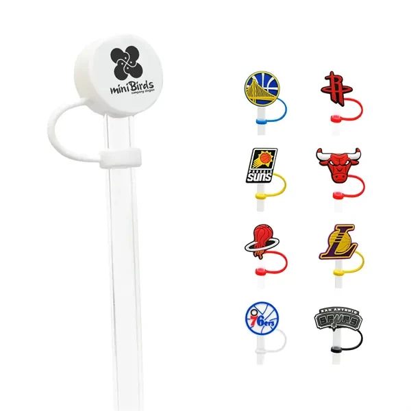 Silicone Straw Topper with 3D custom logo 1