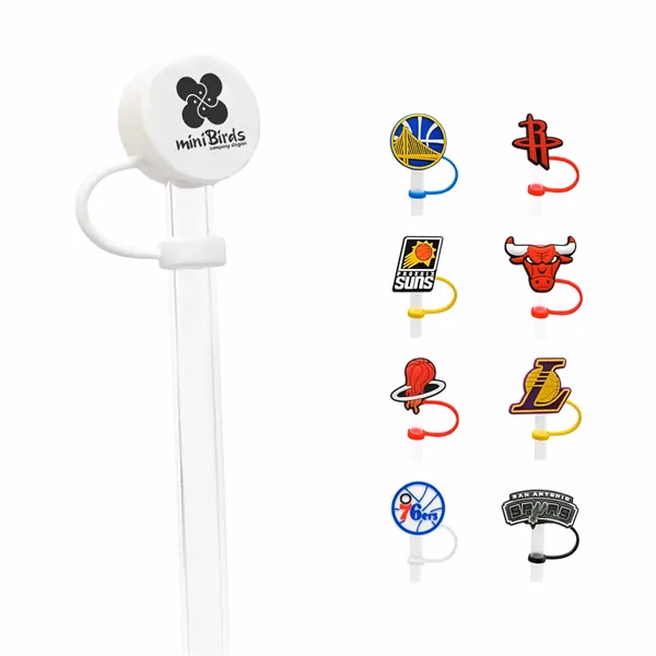 Silicone Straw Topper with 3D custom logo
