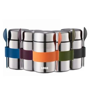 400ml Double Wall Insulation Stainless Steel Food Mug With Spoon 1