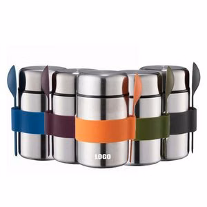 400ml Double Wall Insulation Stainless Steel Food Mug With Spoon