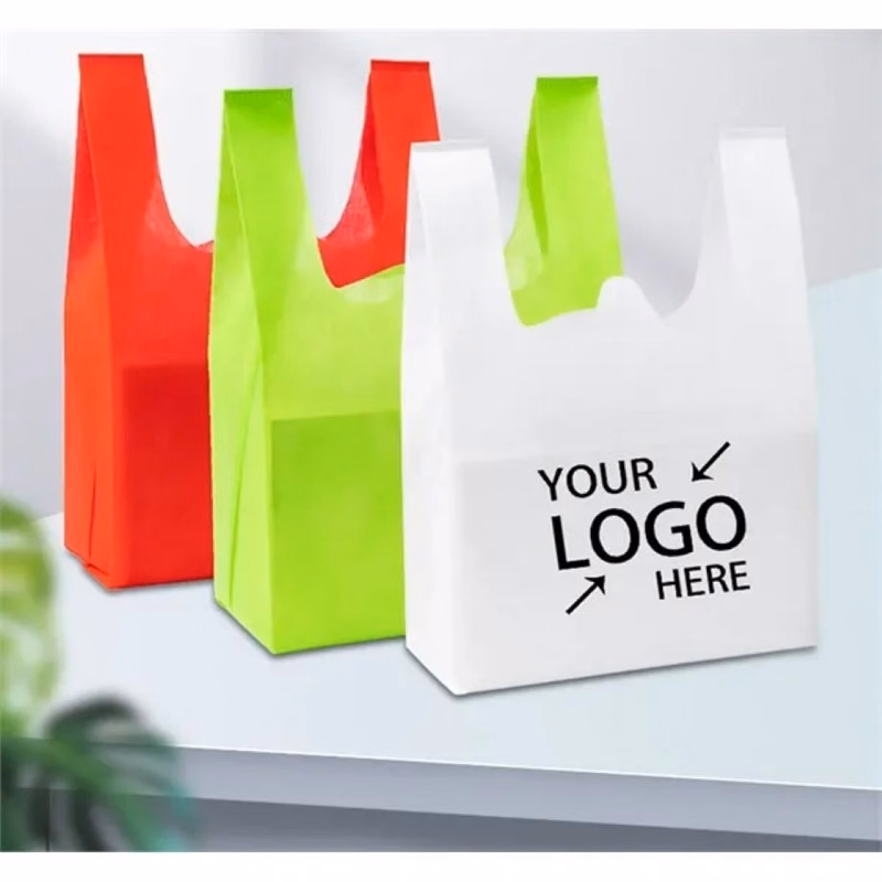 Reusable Durable Non Woven Grocery T Shirt Shopping Bags