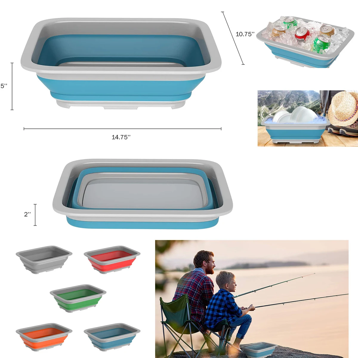 10L Portable Outdoors Collapsible Multiuse Wash Bin 1