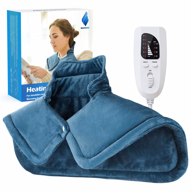 New Electrical Heating Pad for Neck and Shoulders Pain Relief - 6 Heat Levels, 4 Timer Settings