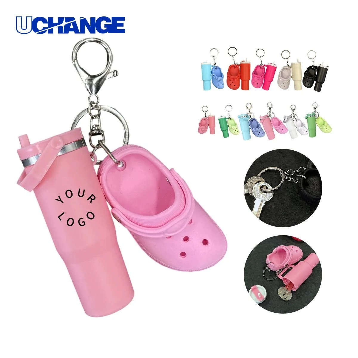 PVC Ice Cup and Clog Style Keychain Charm Trendy Design 1