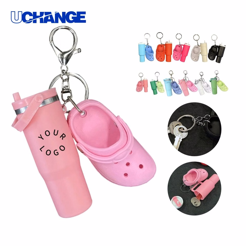 PVC Ice Cup and Clog Style Keychain Charm Trendy Design