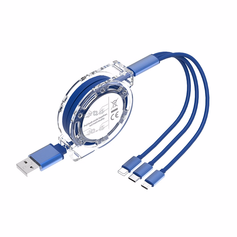 MOQ50 Multi Retractable Charging USB Cable 3 In 1 Charger Cord