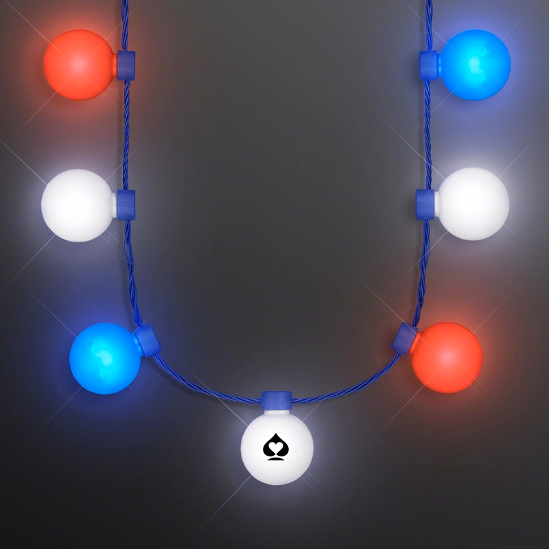 Red White & Blue Light Globes Necklace