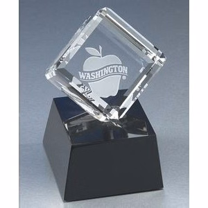 Optical Crystal Cube on Marble Base