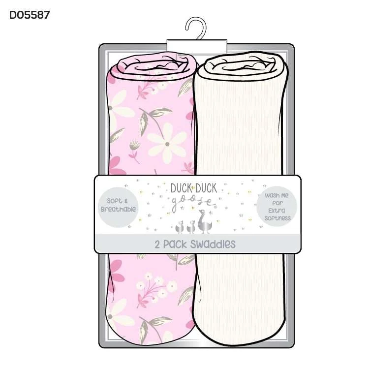 Girls 2Pk Muslin Swaddles 1