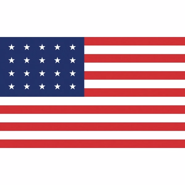 Historical US 20 Stars Flag