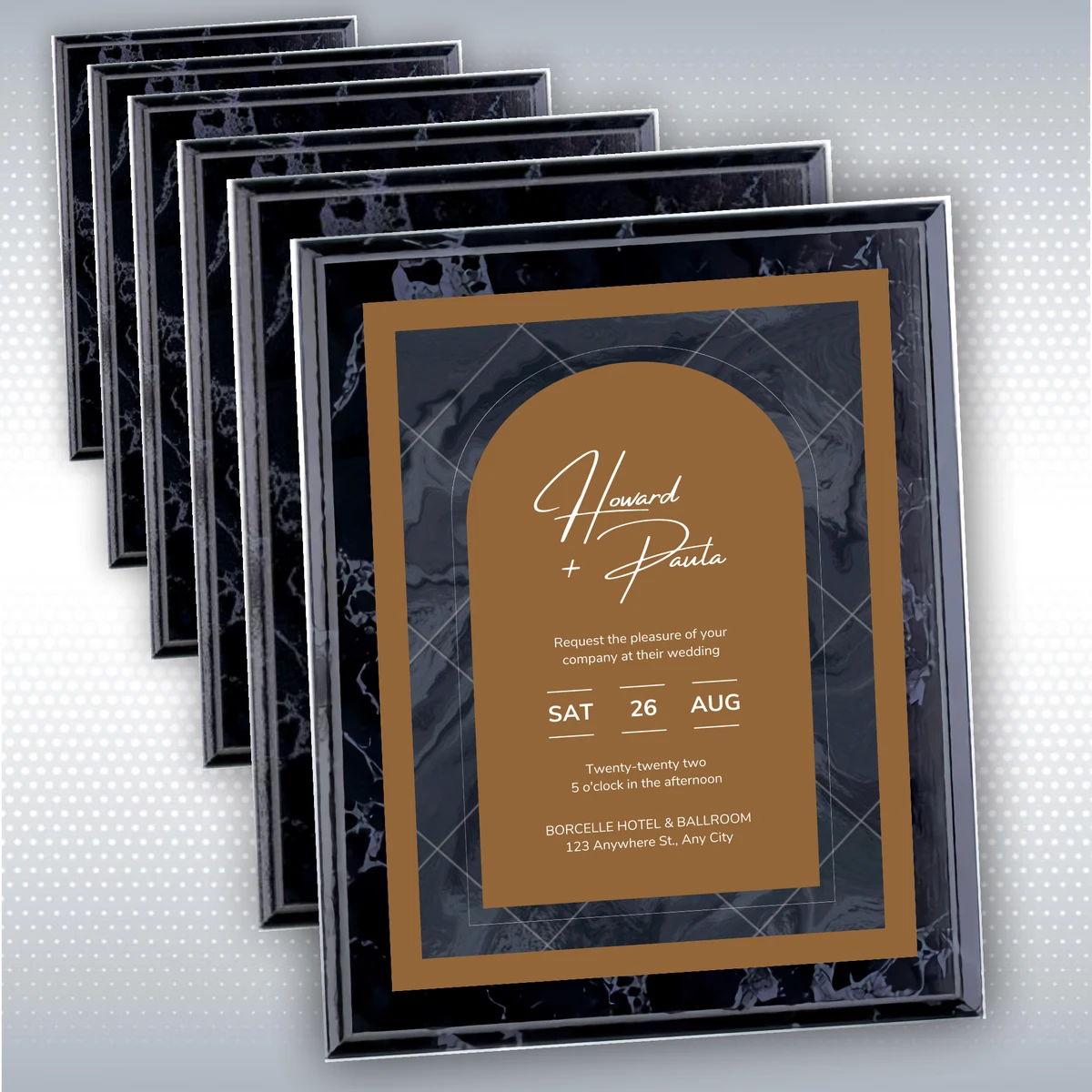Full Color Digital Print Black Marble Finish Plaque (10.5" x 13") 1