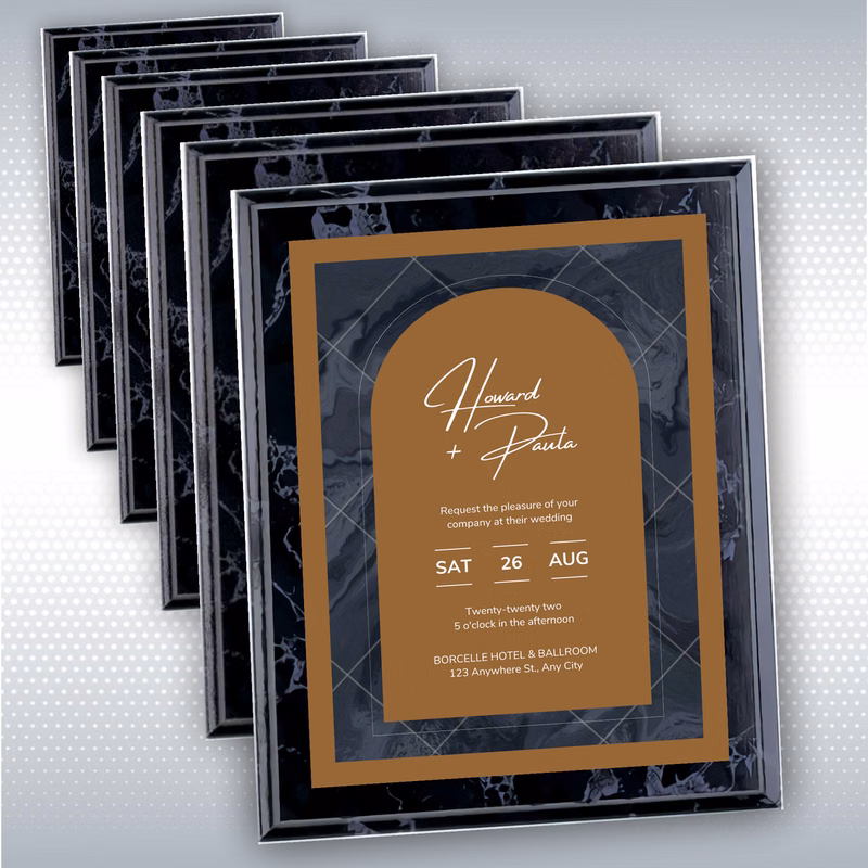 Full Color Digital Print Black Marble Finish Plaque (10.5" x 13")