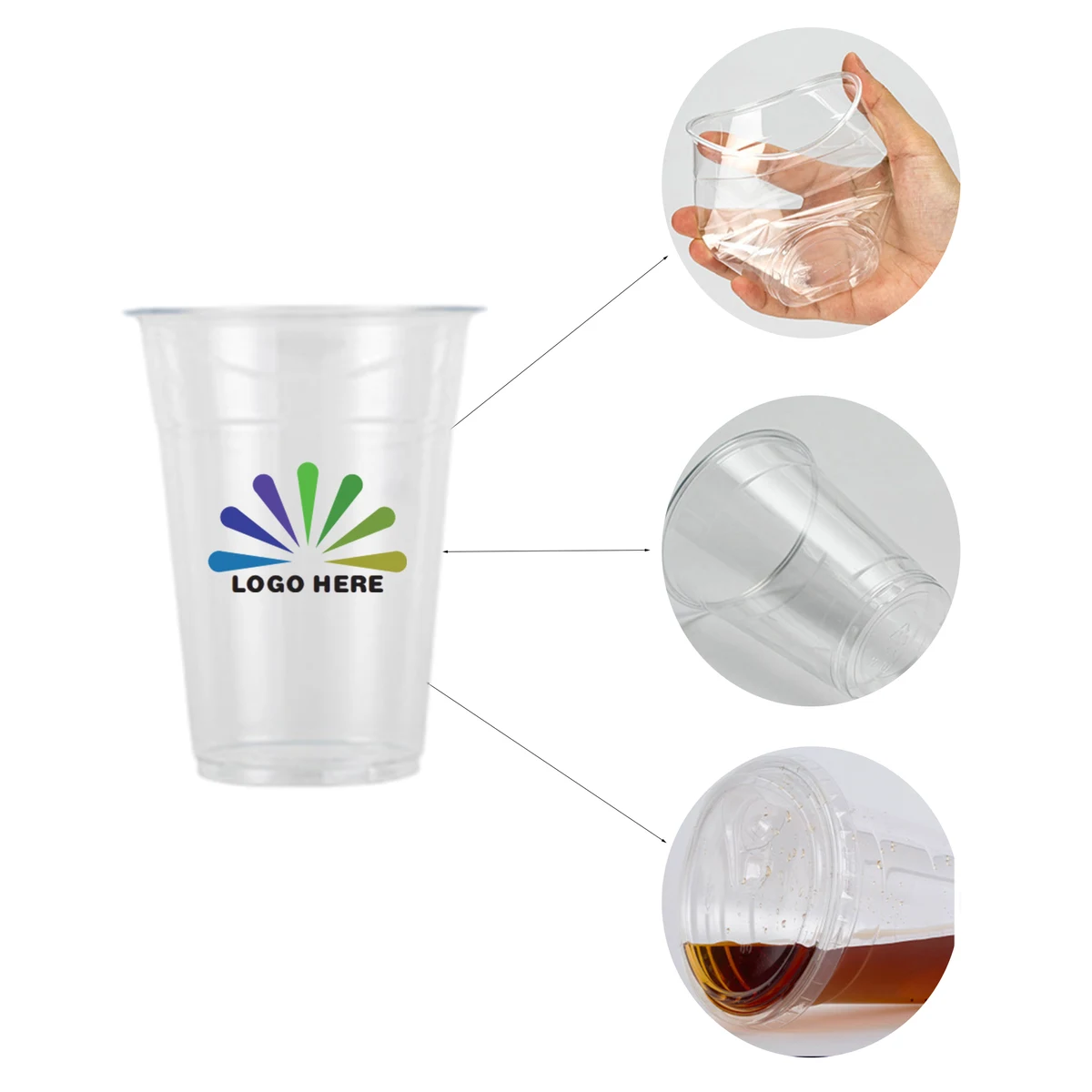 16 oz Disposable Clear PET Plastic Cold Cup 1