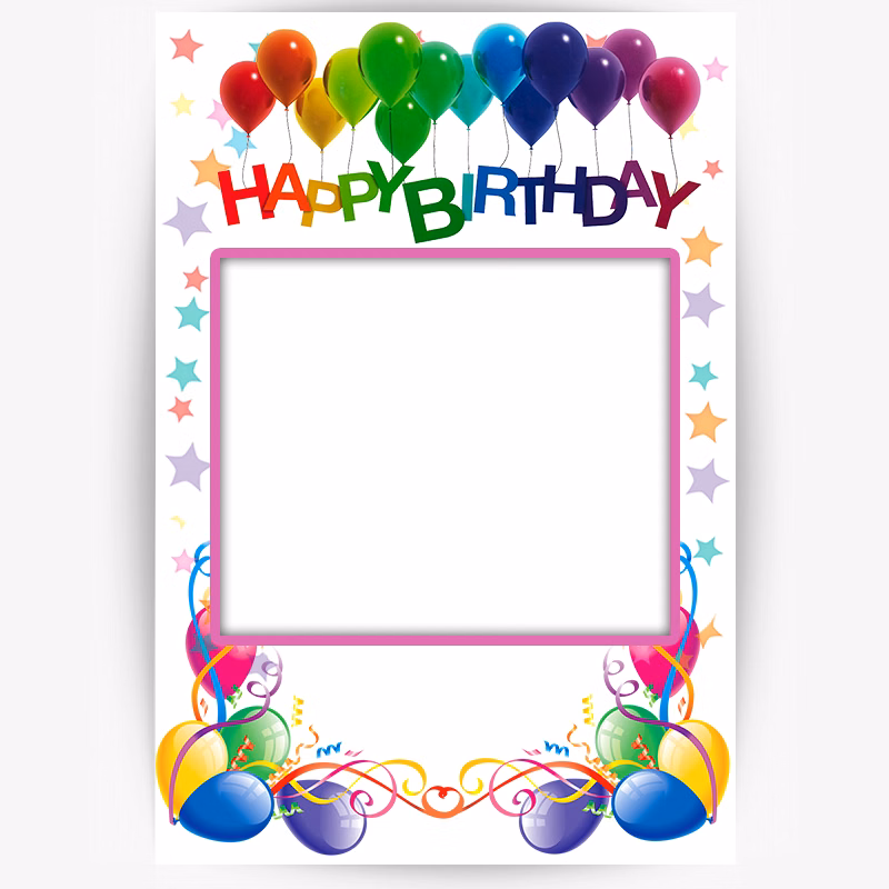Happy Birthday Selfie Frame Photo Booth and Picture Frame Props For Birthday Party 2"W x 3"H White