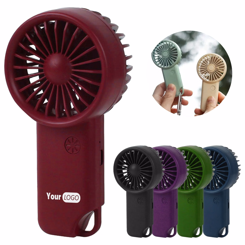 Plastic Rechargeable Handheld Fan With Carabiner Clip ?C Compact And Convenient