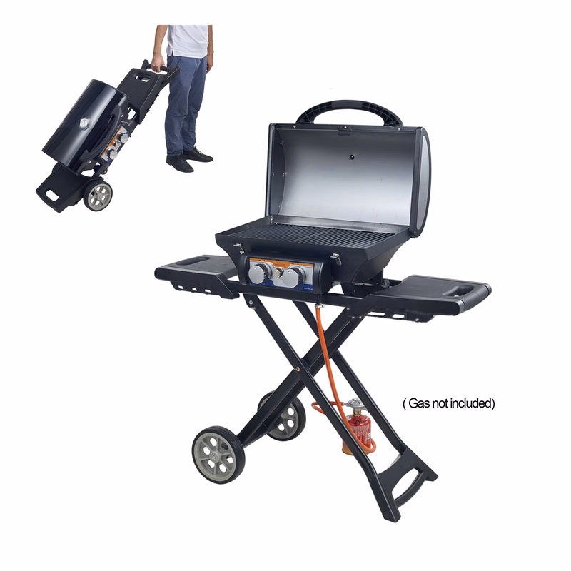 Portable 17" Propane Grills W/Cart & Hood