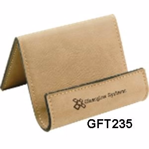 Custom Laser Engraved Light Brown Leatherette Holder