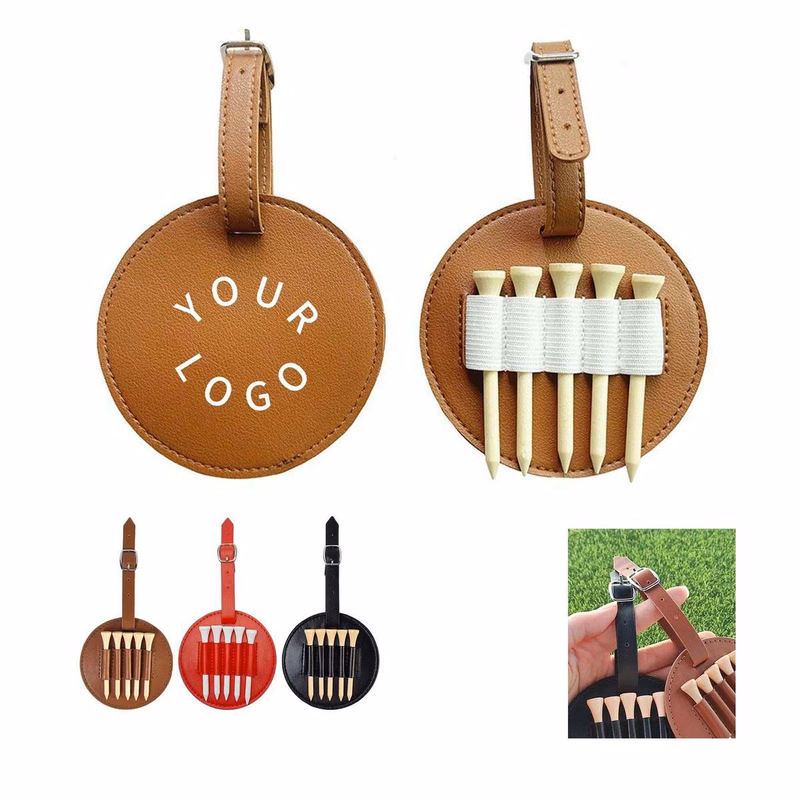 Leather Golf Tee Holder with Ball Stand