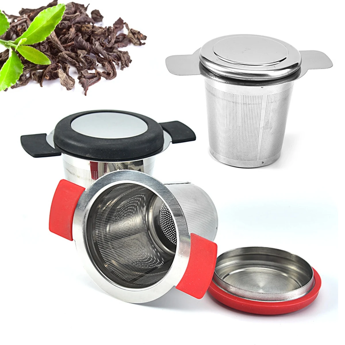 304 Stainless Steel Tea Strainer With Cover, custom kitchen gadget with logo imprint 1