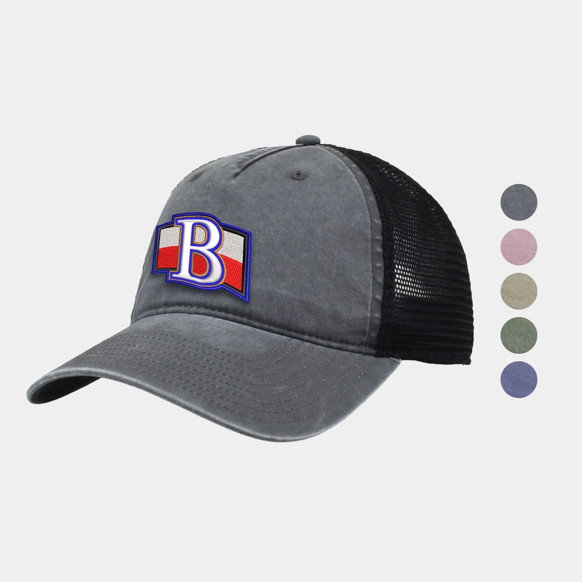 Pigment Dyed Twill Trucker Cap with Slide Buckle 1