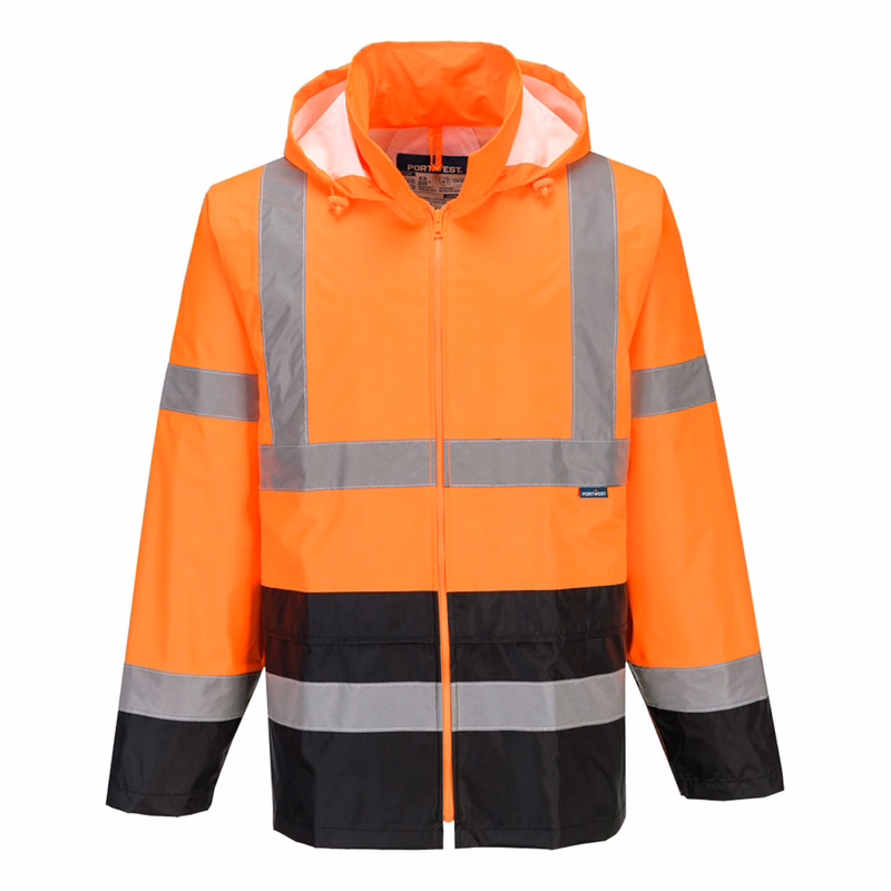 PORTWEST® Hi-Vis Contrast Waterproof Rain Traffic Jacket w/ Two Pockets