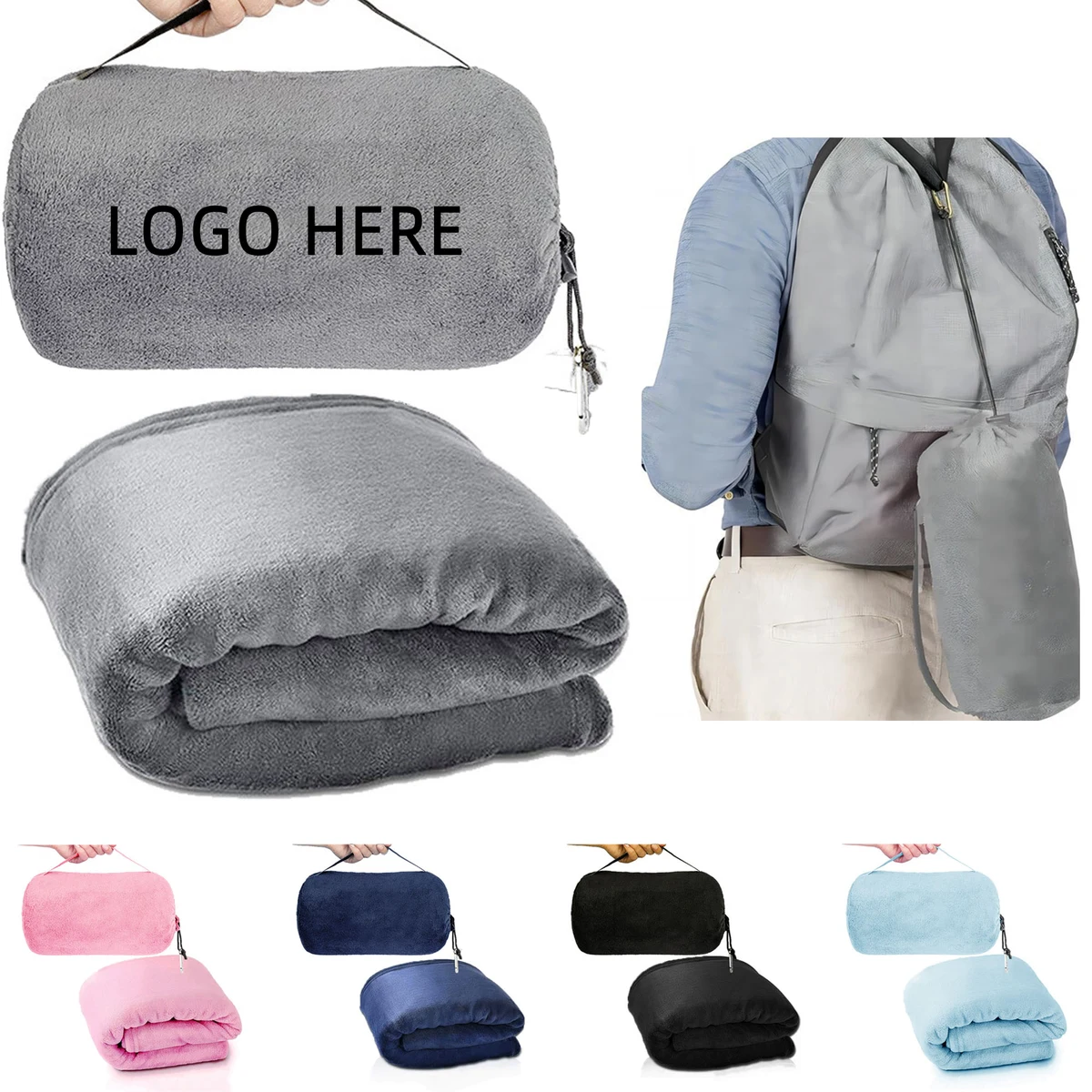 2 In 1 Flannel Travel Airplane Blanket Pillow 50x60" 1