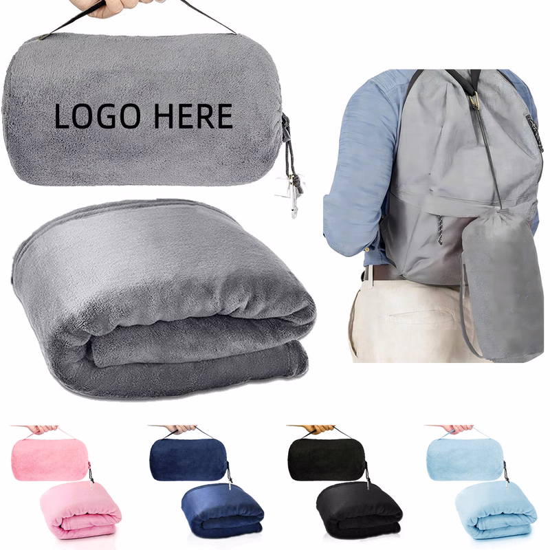 2 In 1 Flannel Travel Airplane Blanket Pillow 50x60"