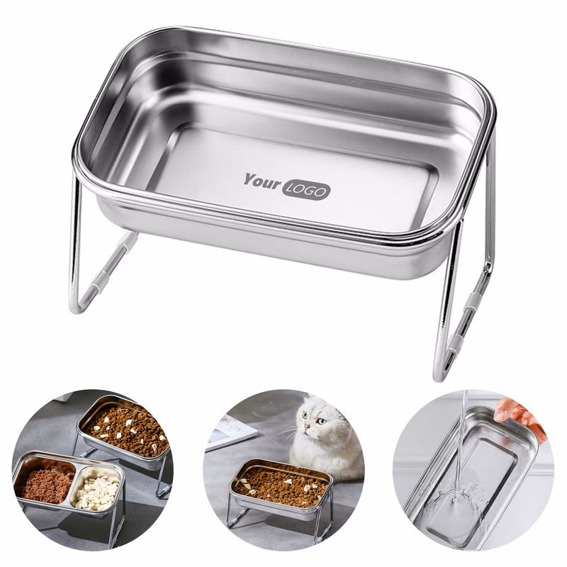 Stainless Steel Two In One Water And Grain Cat Bowl
