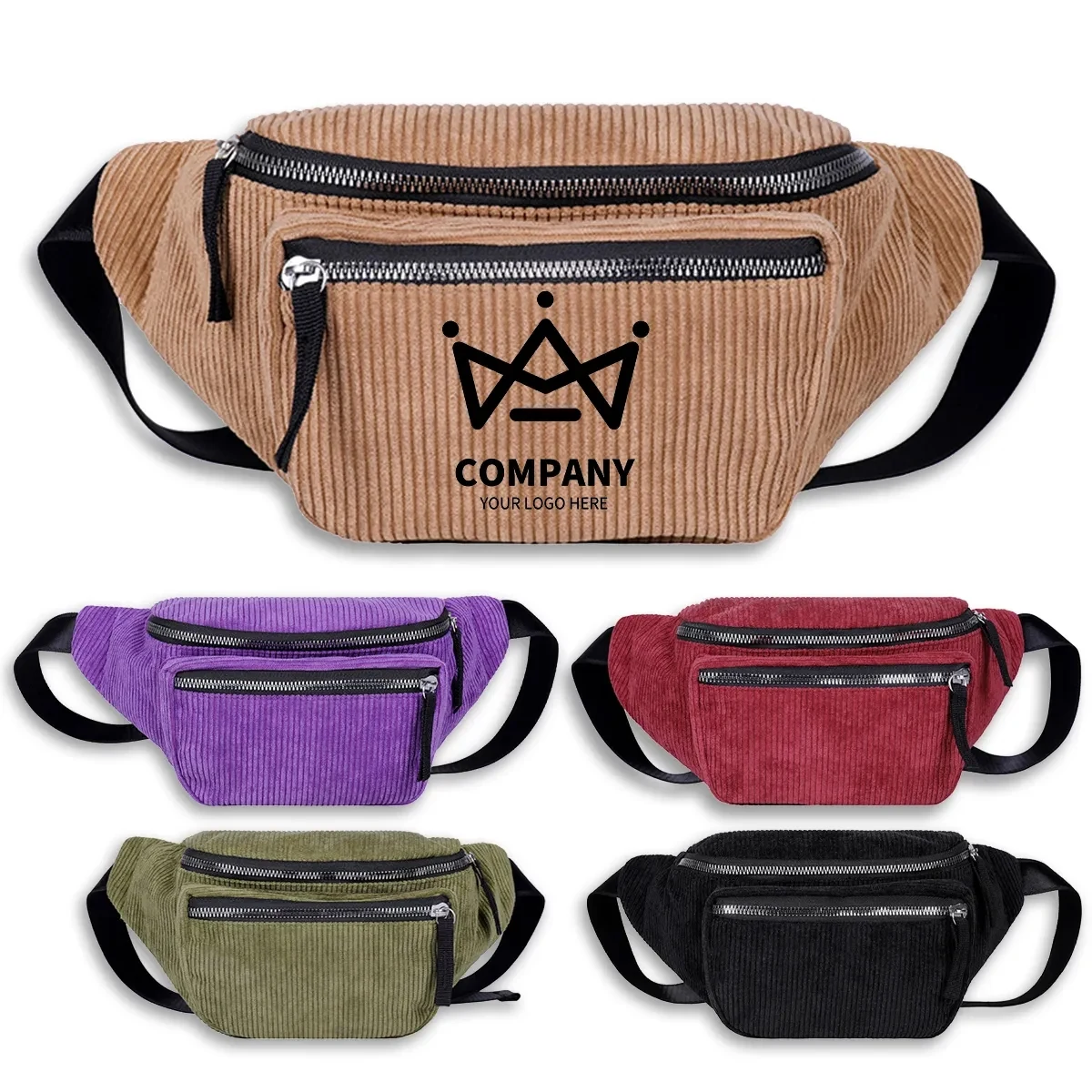 Corduroy Adjustable Strap Waist Bag for Travel Sports 1