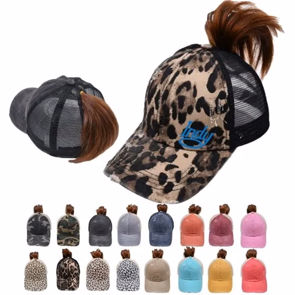 Ponytail Hat Washed Distressed Baseball Dad Cap for Women