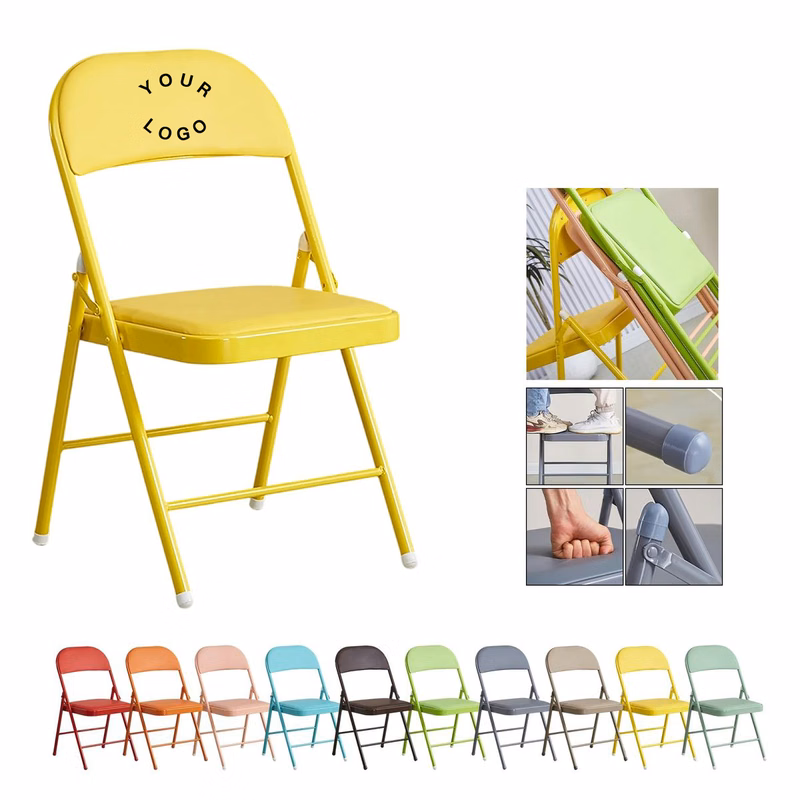 Steel Frame Folding Chair with Cushioned Back