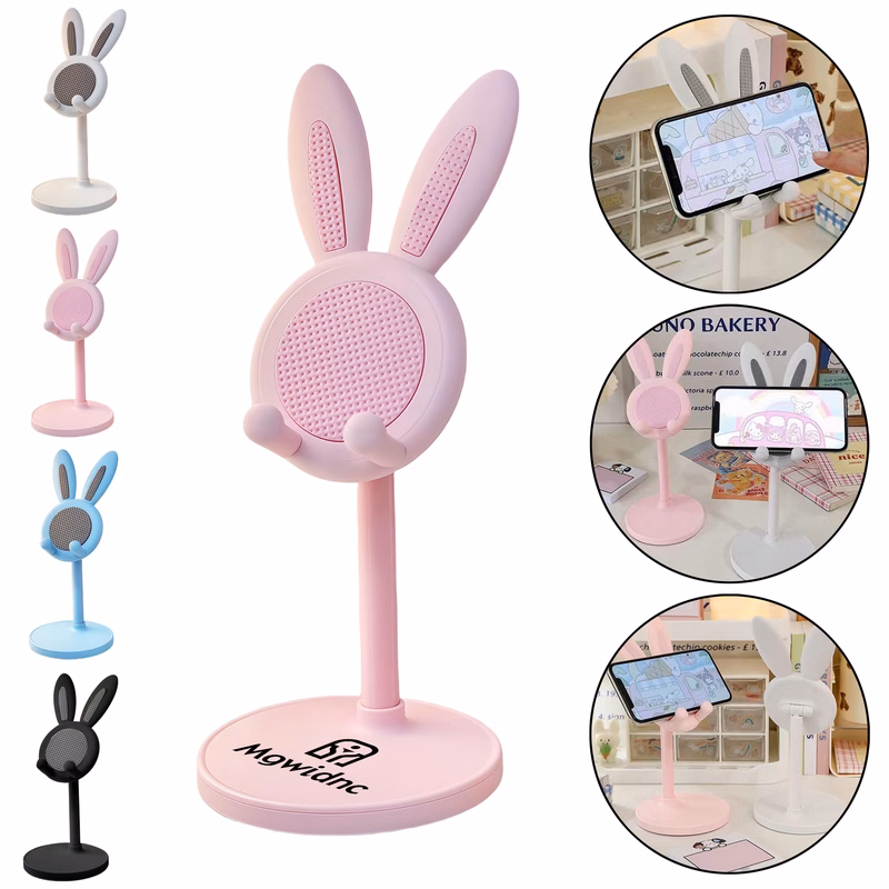 Cute Cartoon Bunny Ear Phone Stand Holder Adjustable Foldable Portable for Desk Tablet Lazy Student