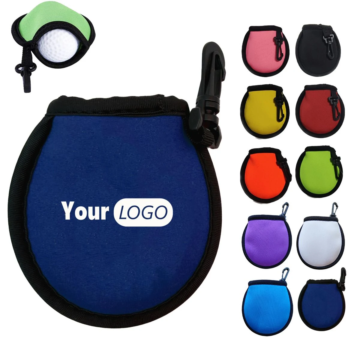Neoprene Golf Ball Pouch Hook Attached Storage Sack 1