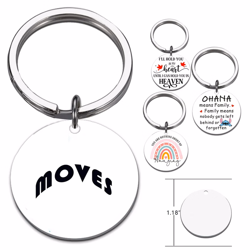 Color Printing Round Stainless Steel Keychain