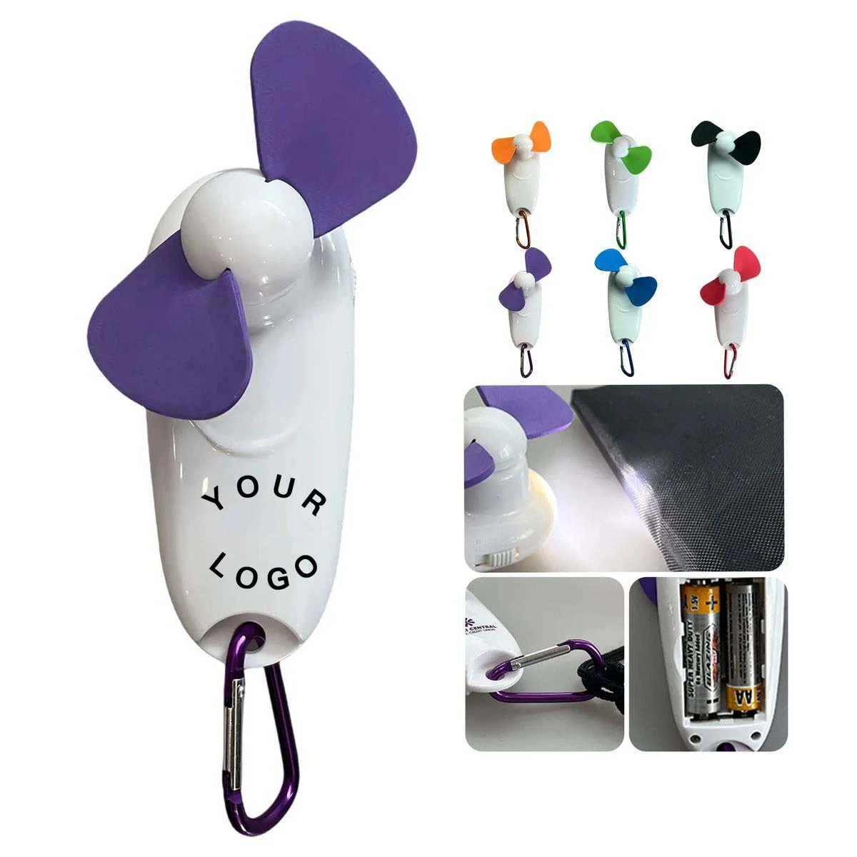 Rechargeable Portable Fan with Carabiner Hook 1