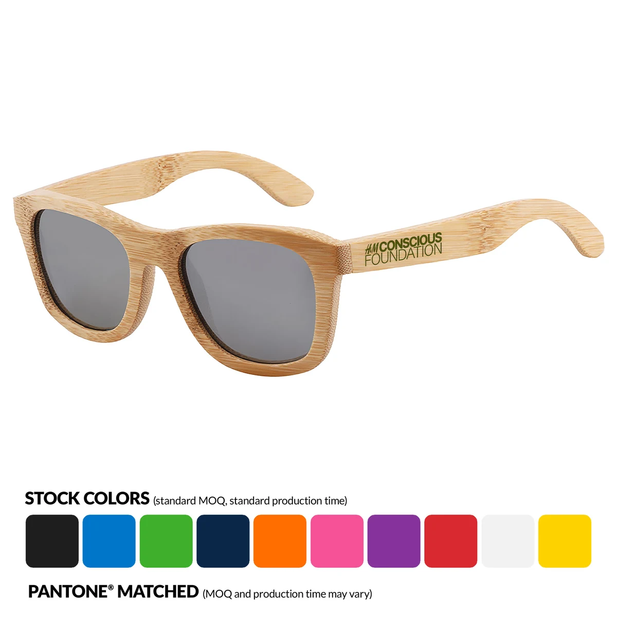 Bamboo Dark Lenses Promotional Sunglasses w/ Temple Imprint 1