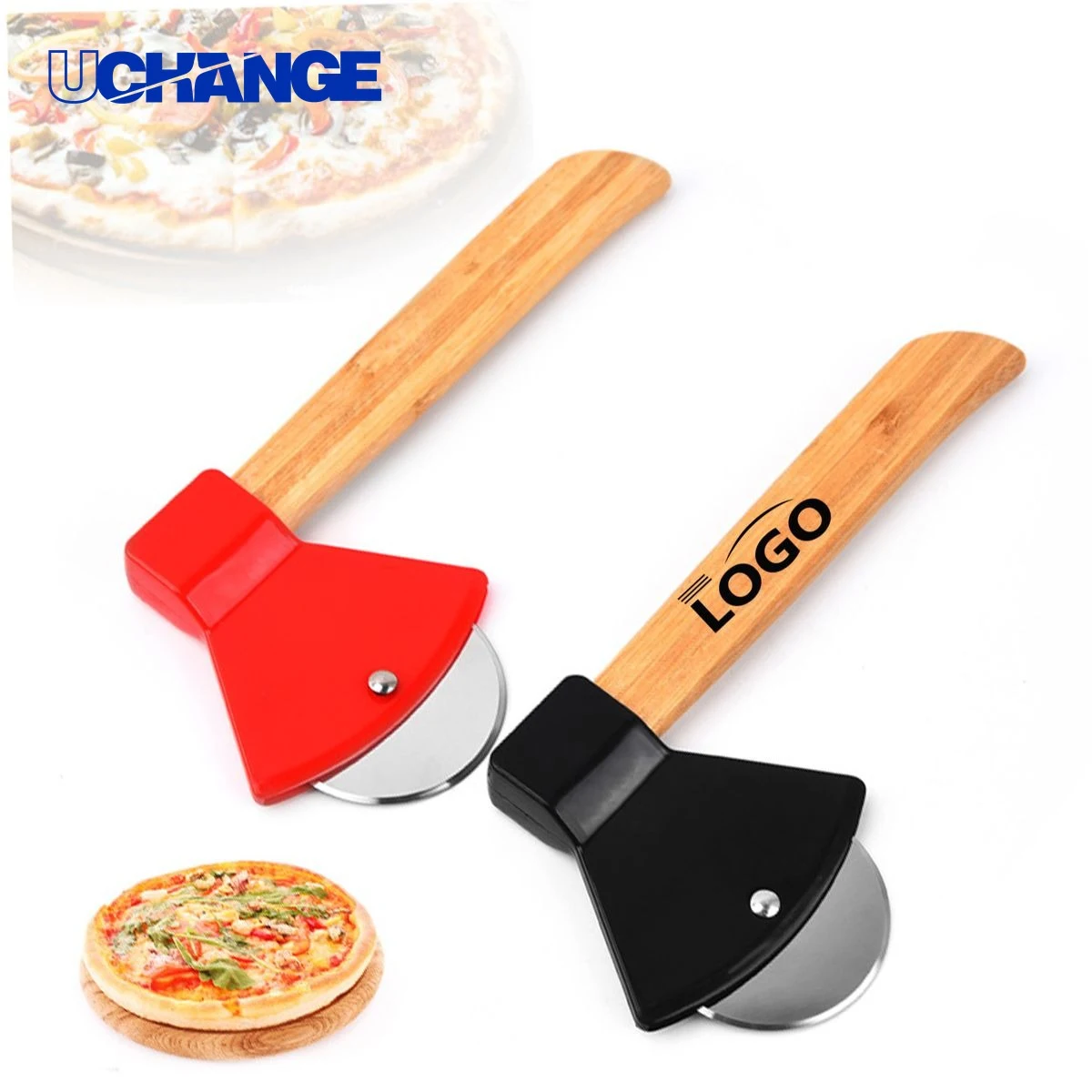 Pizza Cutter with Bamboo Handle Tool 1