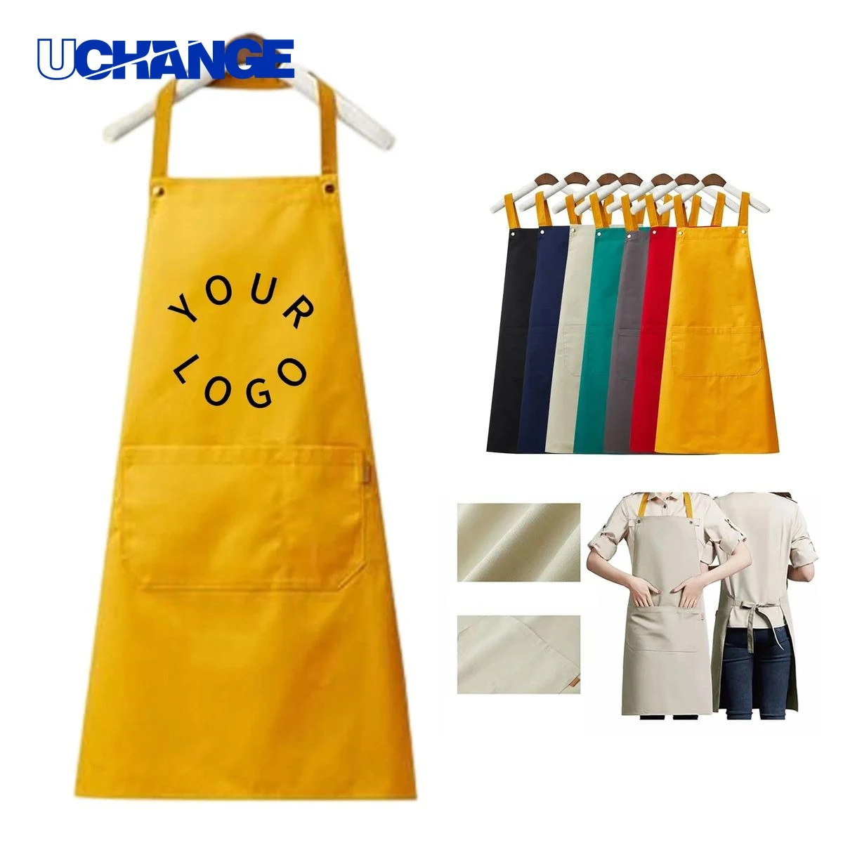 Canvas Kitchen Apron with Pockets for Cooking 1