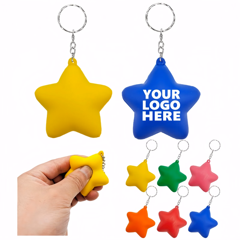 Squeezable Star Foam Key Ring