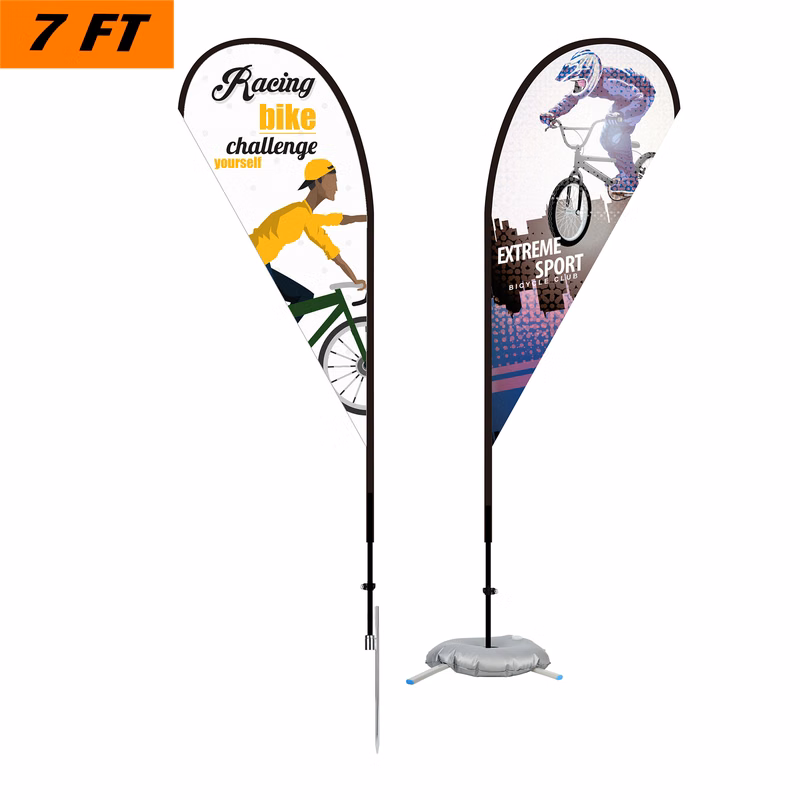 7' Teardrop Flag Kit-Double Sided With Optional Base