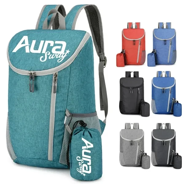 Custom Water-Resistant Foldable Backpack Storage Pouch — Corporate Travel & Event Promo 1