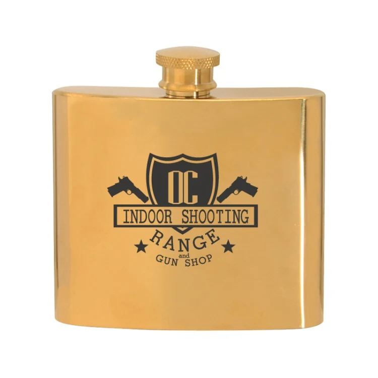 5 oz. Stainless Steel Gold Plated Hip Flask 1