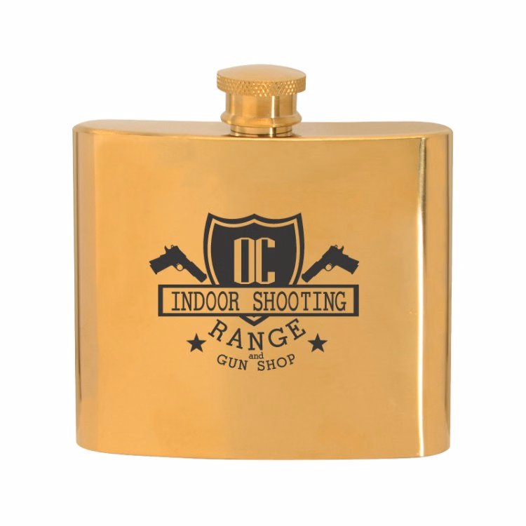 5 oz. Stainless Steel Gold Plated Hip Flask