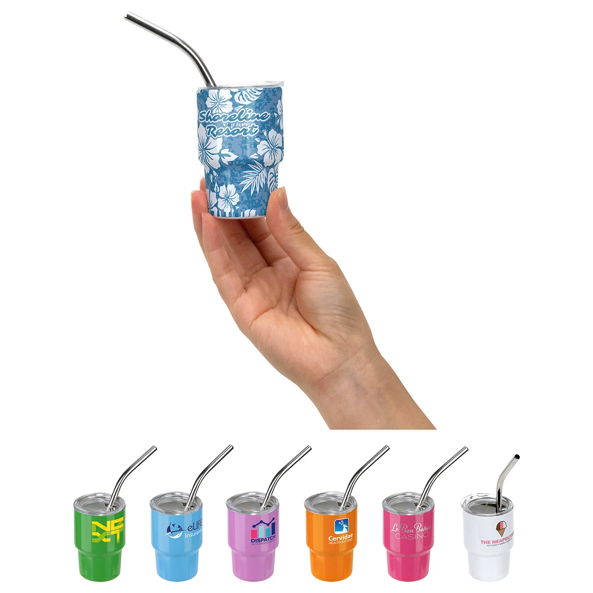 Mini Belmont 3 oz Double-Wall Stainless Steel Tumbler with Straw 1