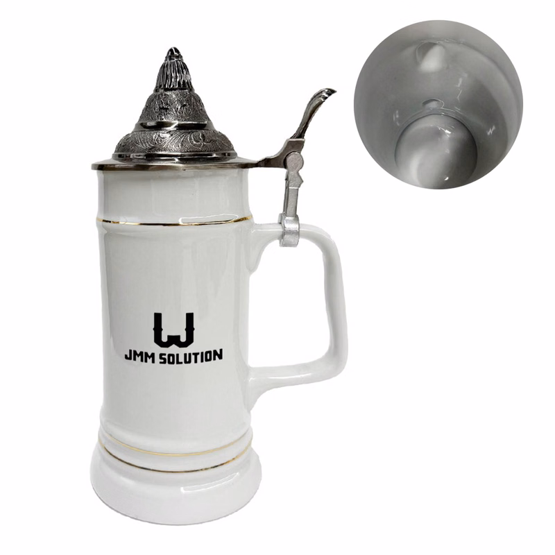 25oz Ceramic Beer Stein Mug w/ Pewter Lid