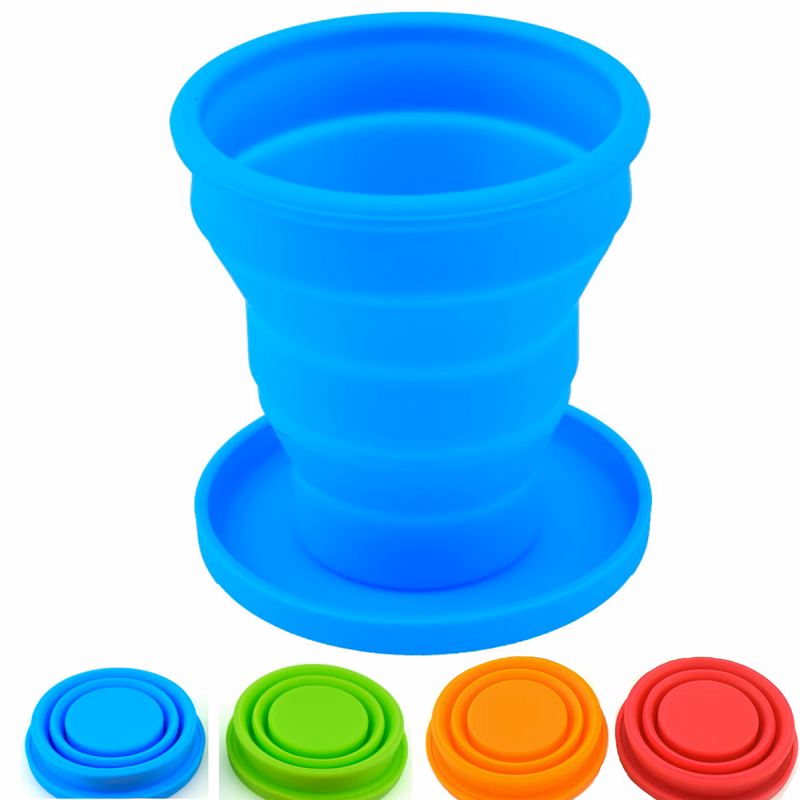 200ml Silicone Folding Travel Cup with Lids