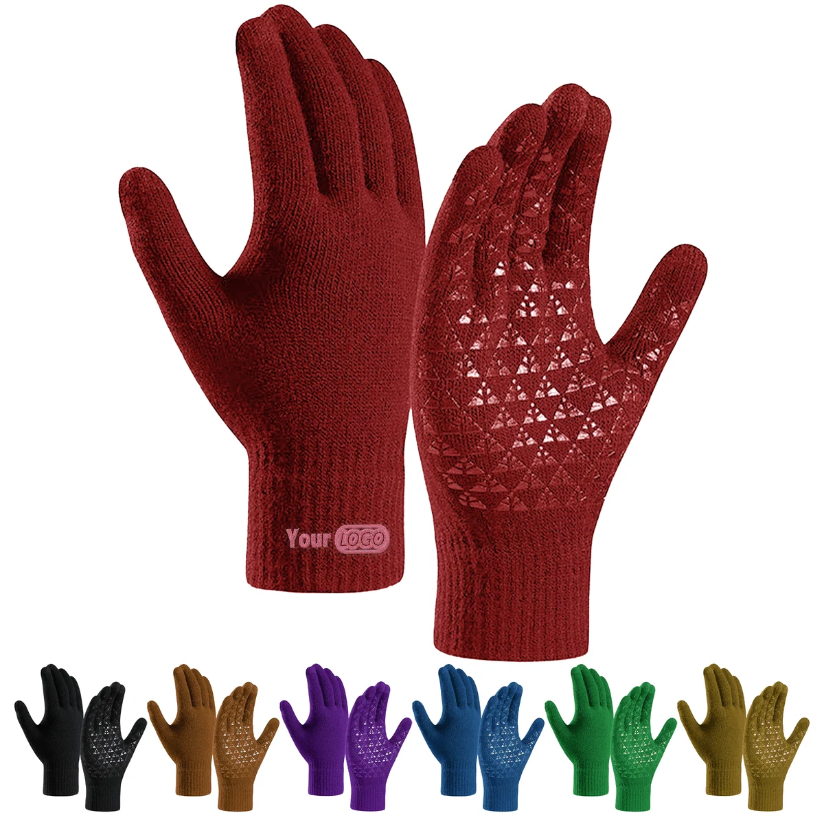 Polyester Warm Knit Gloves With Anti-Slip Grip For Active Lifestyles 1