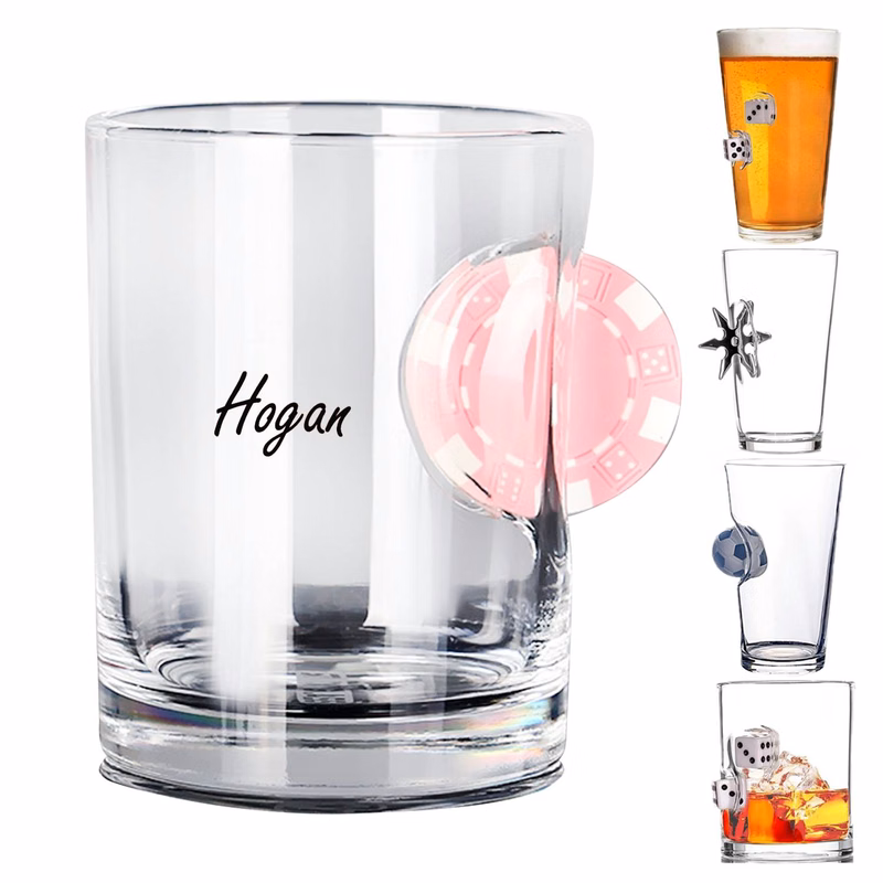 Embedded in hand-blown whiskey glasses
