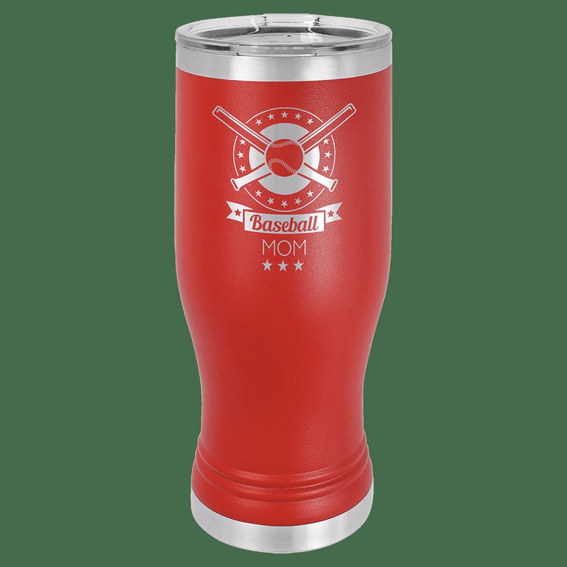 20 oz. Red Laser Engraved Polar Camel Pilsner Tumbler w/Clear Lid