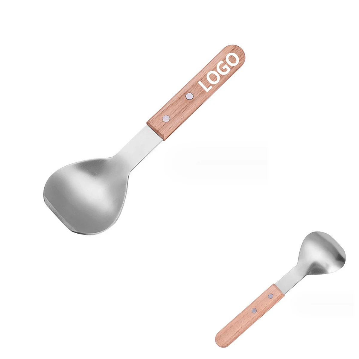 Stainless Steel Ice Cream Spoon With Wood Handle 1